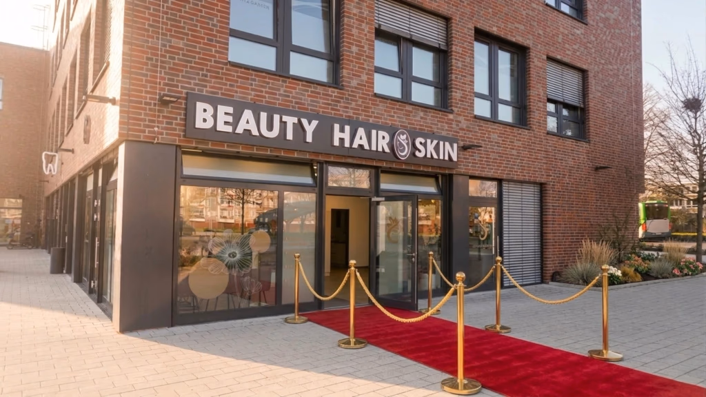 Außenansicht des Beauty Hair & Skin Salons am Planetenring in Garbsen